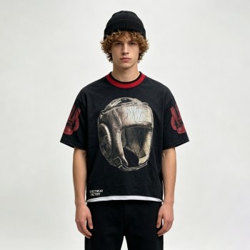 Vintage Washed DTG Print Boxing Graphic T-shirt | Acid Washed Crack Print | 100% Cotton Oversized Fit |Custom Streetwear
