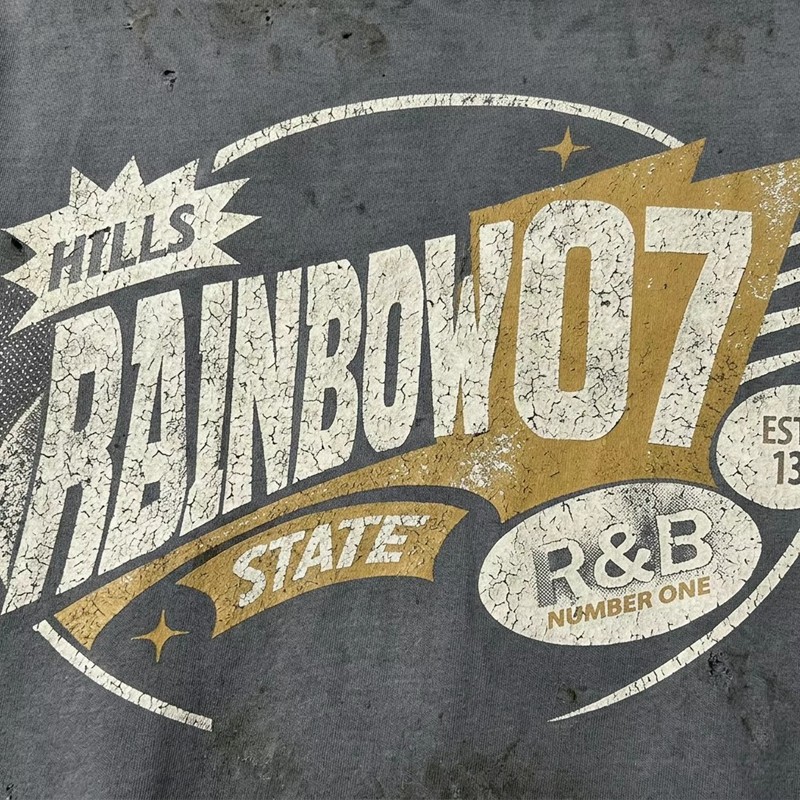 Vintage Washed Spray Dye Screen Print T-shirt