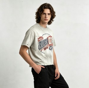Vintage Washed Spray Dye Screen Print T-shirt | 100% Cotton Oversized Short Sleeve | Custom Streetwear Manufacturer