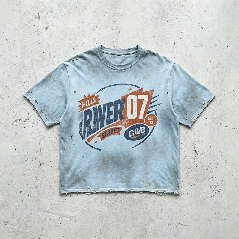 Vintage Washed Spray Dye Screen Print T-shirt