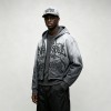 Gradient Washed DTG Print Rivet Cropped Zip Up Hoodie | Full Zip Hooded Top | OEM Streetwear