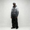 Gradient Washed DTG Print Rivet Cropped Zip Up Hoodie | Full Zip Hooded Top | OEM Streetwear