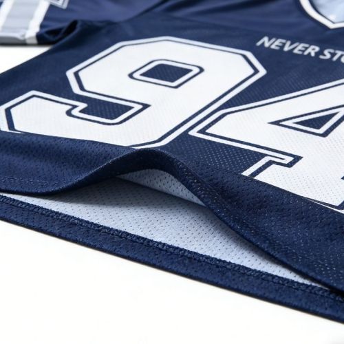 Custom Men's Navy Sublimation Mesh Team Jersey V-Neck