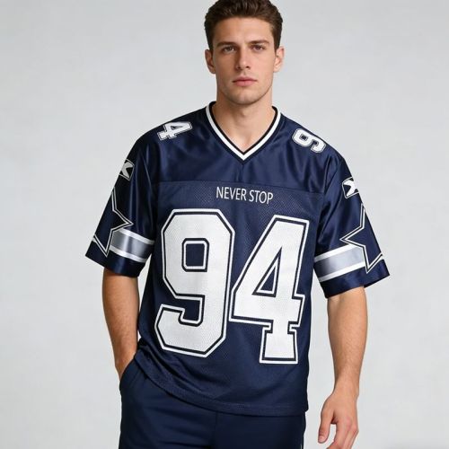 Custom Men's Navy Sublimation Mesh Team Jersey V-Neck