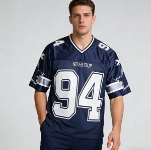 Custom Men's Navy Sublimation Mesh Team Jersey V-Neck