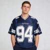Custom Men's Navy Sublimation Mesh Team Jersey V-Neck