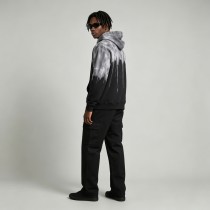 Sun Faded Spray Drip Print Heart Embroidery Hoodie | French Terry Kangaroo Pocket Hoodie |Custom Streetwear
