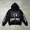 Screen Print Splash Ink Zip Up Hoodie | Oversized Fit | Street Daily Wear | Custom Streetwear Manufacturer