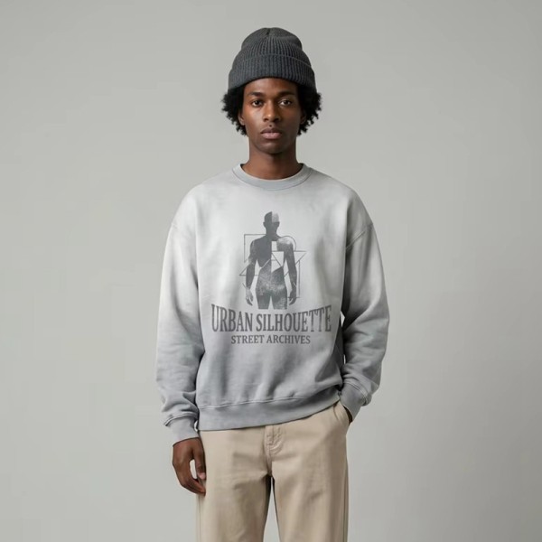 Spray Dye and Screen Print Crewneck Long sleeve t-shirt | Oversized Fit | Daily Street Casual Wear | Custom Streetwear