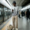 Spray Dye and Screen Print Crewneck Long sleeve t-shirt | Oversized Fit | Daily Street Casual Wear | Custom Streetwear