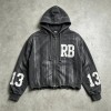 Distressed Washed Vintage Screen Print Zip Up Hoodie | Daily Street Outfit | Custom Streetwear Manufacturer