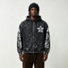 Washed Splatter Ink Screen Print Star Full Zip Hoodie | Speckle Paint Drip Graphic Effect | OEM Streetwear