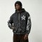 Washed Splatter Ink Screen Print Star Full Zip Hoodie | Speckle Paint Drip Graphic Effect | OEM Streetwear