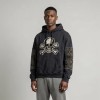 Washed Applique Skull Crossbone Hoodie | Frayed Raw Edge Patch Detail | Streetwear Manufacturer