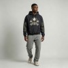 Washed Applique Skull Crossbone Hoodie | Frayed Raw Edge Patch Detail | Streetwear Manufacturer