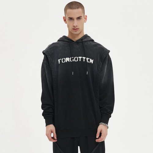 Custom Men's Oversized Distressed Wash Vintage Hoodie 100% Cotton