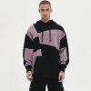 Custom Men's Irregular Color-Block Patchwork Hoodie 100% Cotton