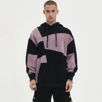 Custom Men's Irregular Color-Block Patchwork Hoodie 100% Cotton