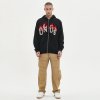 Custom Men's Flame Towel Embroidery Zip Hoodie Cotton Blend
