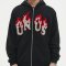 Custom Men's Flame Towel Embroidery Zip Hoodie Cotton Blend
