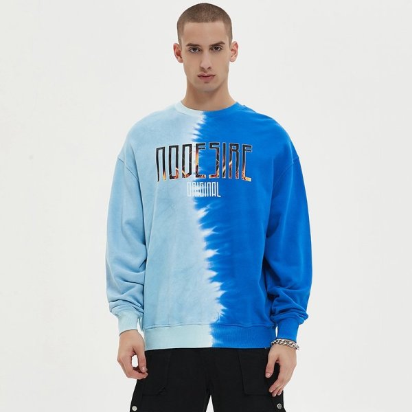 Custom Men's Tie-Dye Tonal Half-Panel Pullover Hoodie 100% Cotton