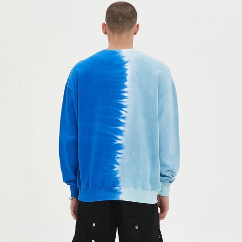 Custom Men's Tie-Dye Tonal Half-Panel Pullover Hoodie 100% Cotton