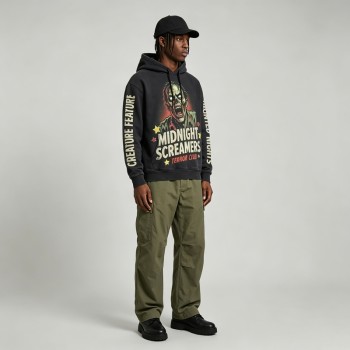 Washed DTG Print Zombie Hoodie | Vintage Washed Distressed | Heavy Cotton Oversize | Custom Streetwear