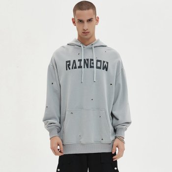 Custom Men's Grommet Detail Creative Hoodie 100% Cotton