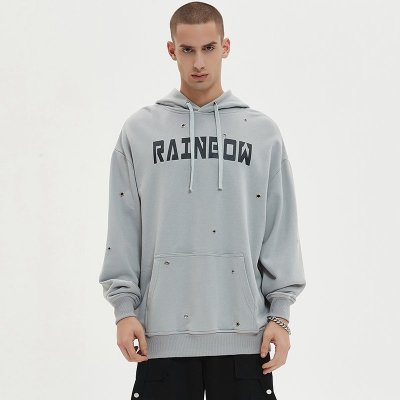 Custom Men's Grommet Detail Creative Hoodie 100% Cotton