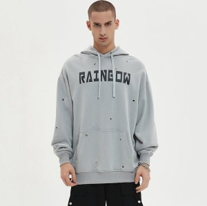 Custom Men's Grommet Detail Creative Hoodie 100% Cotton