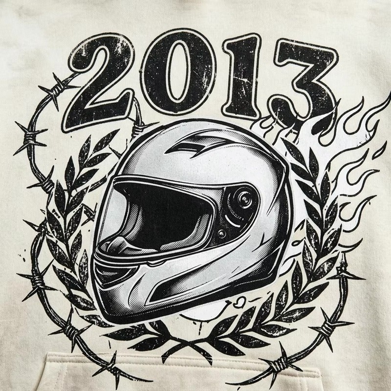 Washed Spray Dye DTG Print Helmet Graphic Hoodie