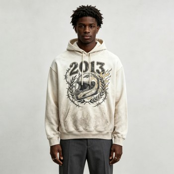 Washed Spray Dye DTG Print Helmet Graphic Hoodie | Vintage Distressed | Custom Streetwear