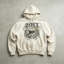 Washed Spray Dye DTG Print Helmet Graphic Hoodie | Vintage Distressed | Custom Streetwear