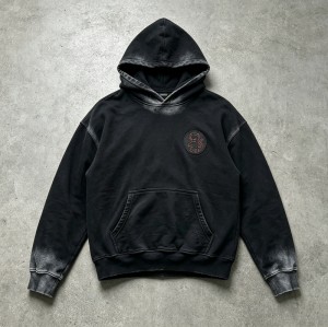 Spray Dye Gradient Washed Devil Applique Hoodie | French Terry Kangaroo Pocket Hoodie | Custom Streetwear