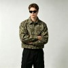 DTG Print Full Tree Leaf Camo Zip Front Canvas Jacket | 100% Heavyweight cotton twill workwear fabric | OEM Streetwear