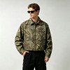 DTG Print Full Tree Leaf Camo Zip Front Canvas Jacket | 100% Heavyweight cotton twill workwear fabric | OEM Streetwear