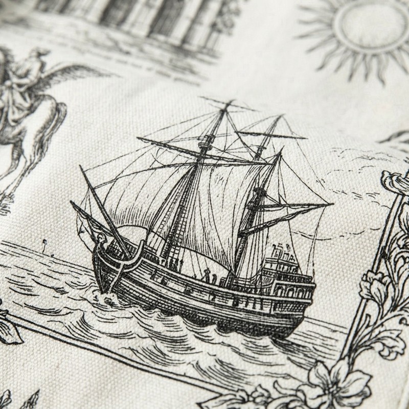 DTG Print Gothic Architecture Ship Zip Canvas Jacket