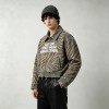 DTG and Screen Print Zebra Stripe Cropped Canvas Jacket | Distressed Raw Edge Zip Up | OEM Streetwear