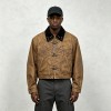 Garment dyed Screen Print Rivet Cropped Canvas Jacket | Western Gothic Street Outerwear | Custom Streetwear