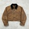 Garment dyed Screen Print Rivet Cropped Canvas Jacket | Western Gothic Street Outerwear | Custom Streetwear
