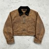 Garment dyed Screen Print Rivet Cropped Canvas Jacket | Western Gothic Street Outerwear | Custom Streetwear