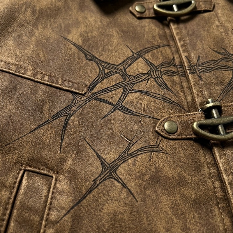 Garment dyed Screen Print Rivet Cropped Canvas Jacket