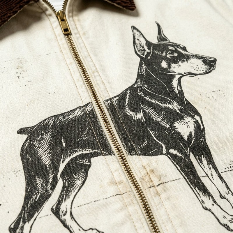 Canvas Jacket With Doberman Print