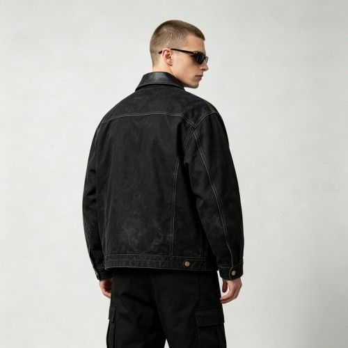 Leather Collar Multi Pocket Canvas Jacket | Daily Casual Outdoor Wear | Custom Streetwear Manufacturer