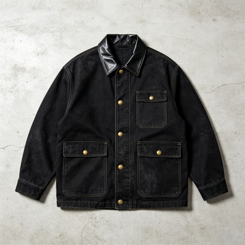 Leather Collar Multi Pocket Canvas Jacket | Daily Casual Outdoor Wear | Custom Streetwear Manufacturer