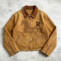 DTG Horse Print Towel Embroidery Rhinestone Canvas Jacket | Cotton Twill Star Zip Jacket | Streetwear Manufacturer