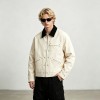 Canvas Jacket With Corduroy Collar | Metal Snap Button Daily Street Outfit | Custom Streetwear Manufacturer