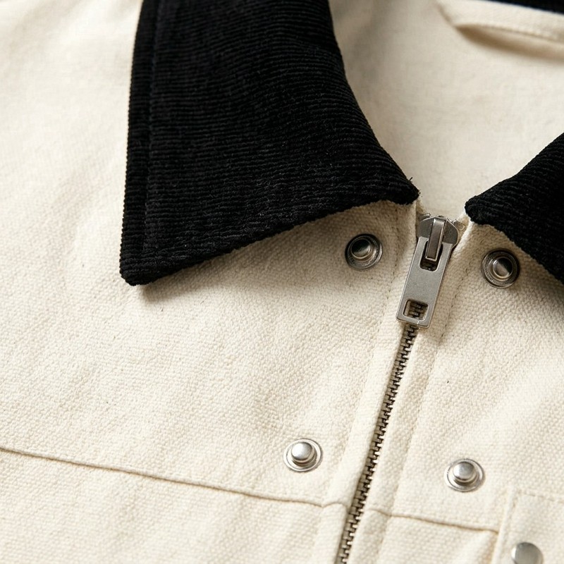 Canvas Jacket With Corduroy Collar