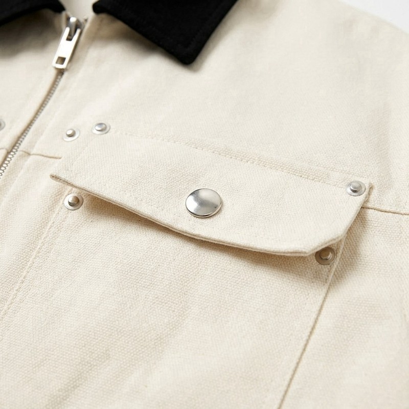 Canvas Jacket With Corduroy Collar