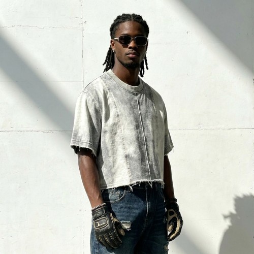 Washed Frayed Seam Cropped Vintage T-Shirt | Street Daily Casual Wear | Custom Streetwear Manufacturer